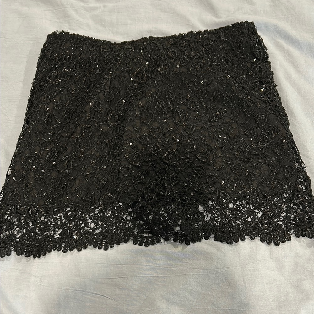 English Rose Black Lace Mini Skirt